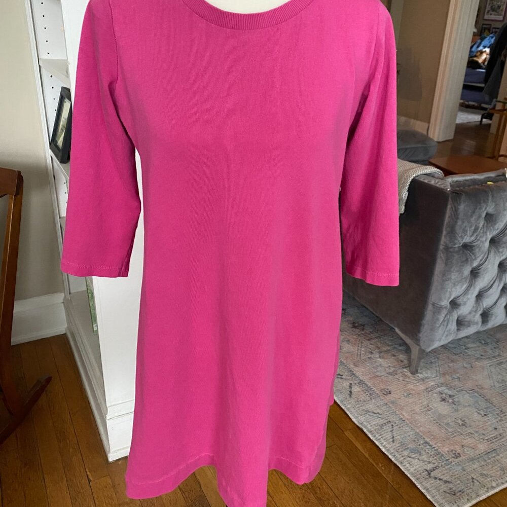 Zara Hot Pink Cotton 3/4 Sleeve Tunic Sweater Dress | Size M